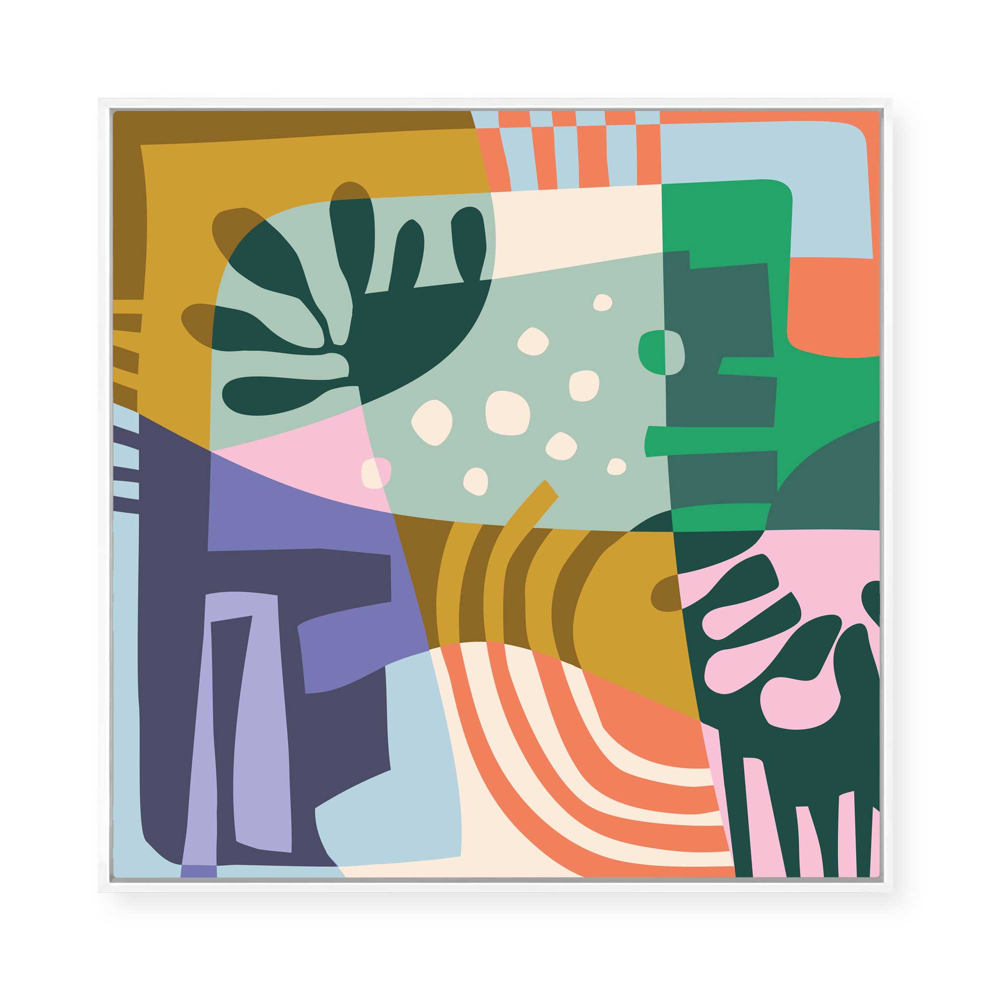 Abstract Foliage Play | Framed Canvas