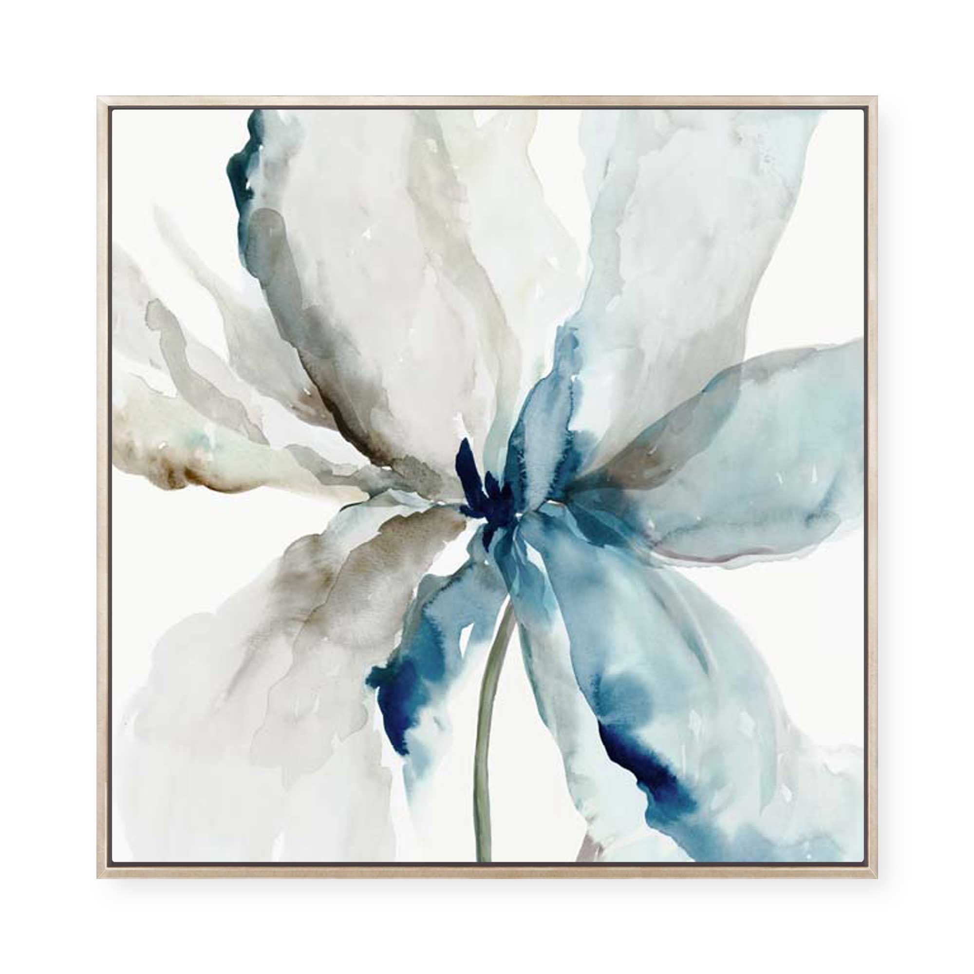 Blue Transparent Floral | Framed Canvas