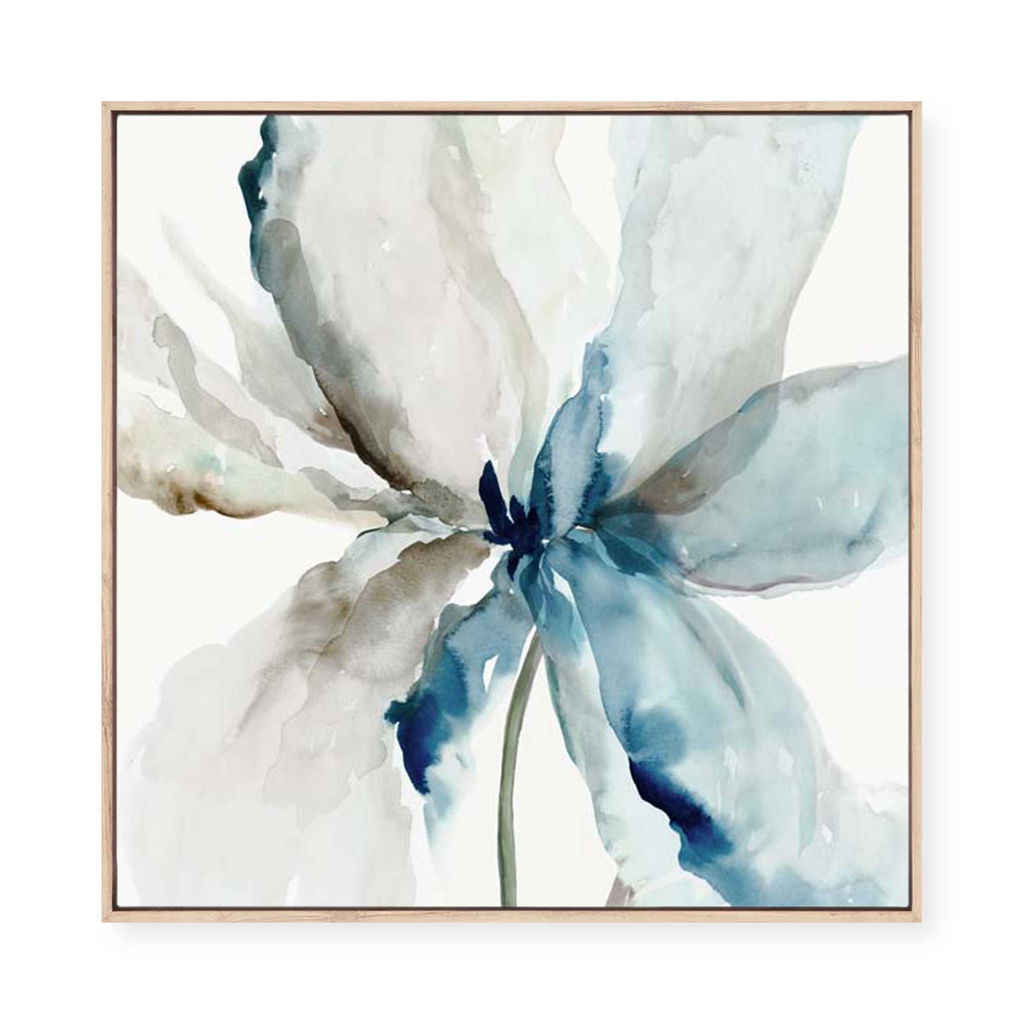 Blue Transparent Floral | Framed Canvas