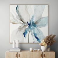 Blue Transparent Floral | Framed Canvas