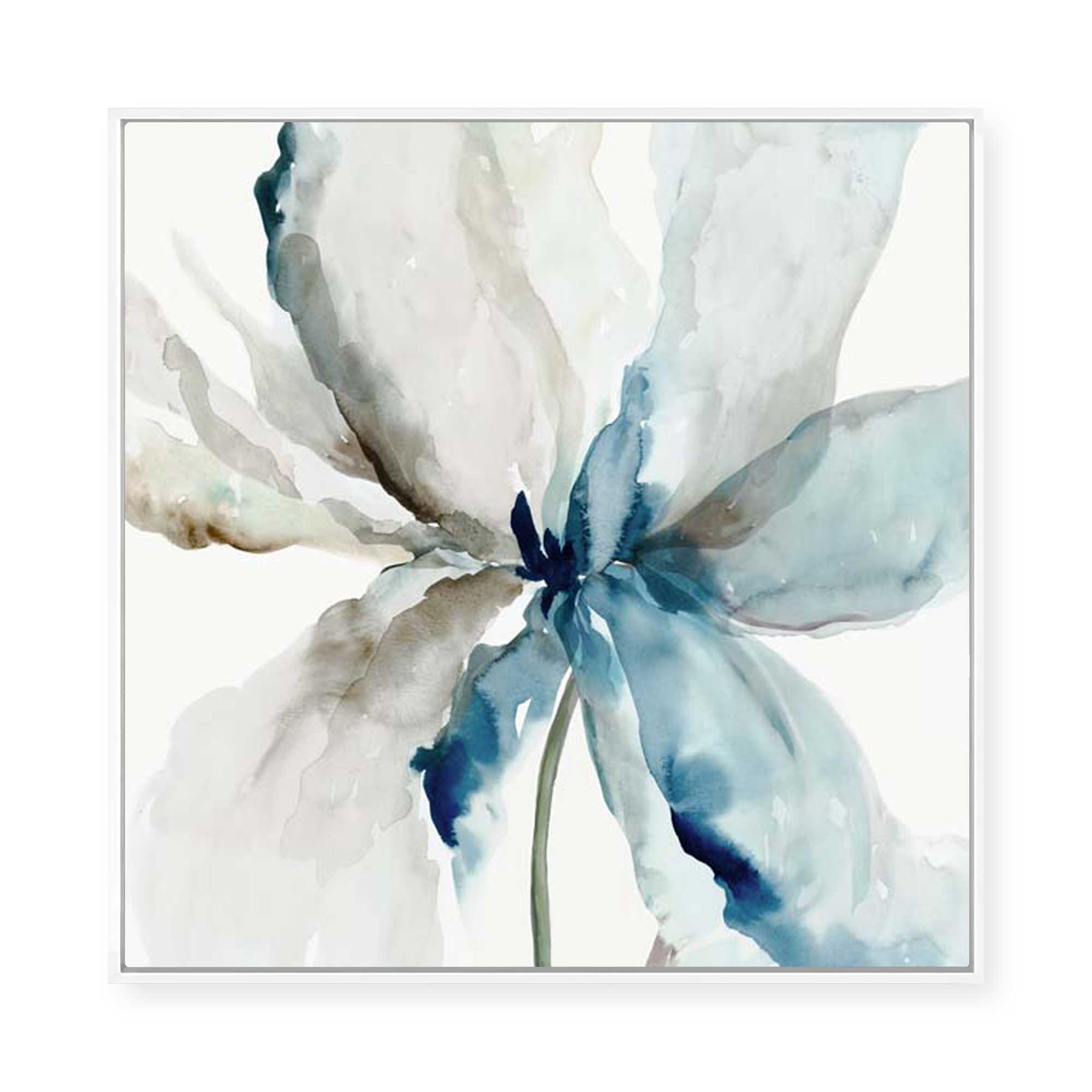 Blue Transparent Floral | Framed Canvas