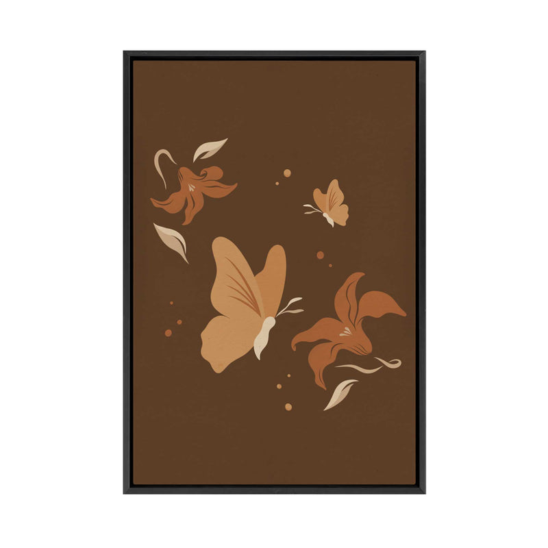 Butterflies and Flowers II | Framed Canvas