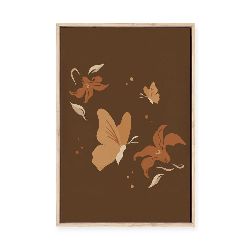 Butterflies and Flowers II | Framed Canvas