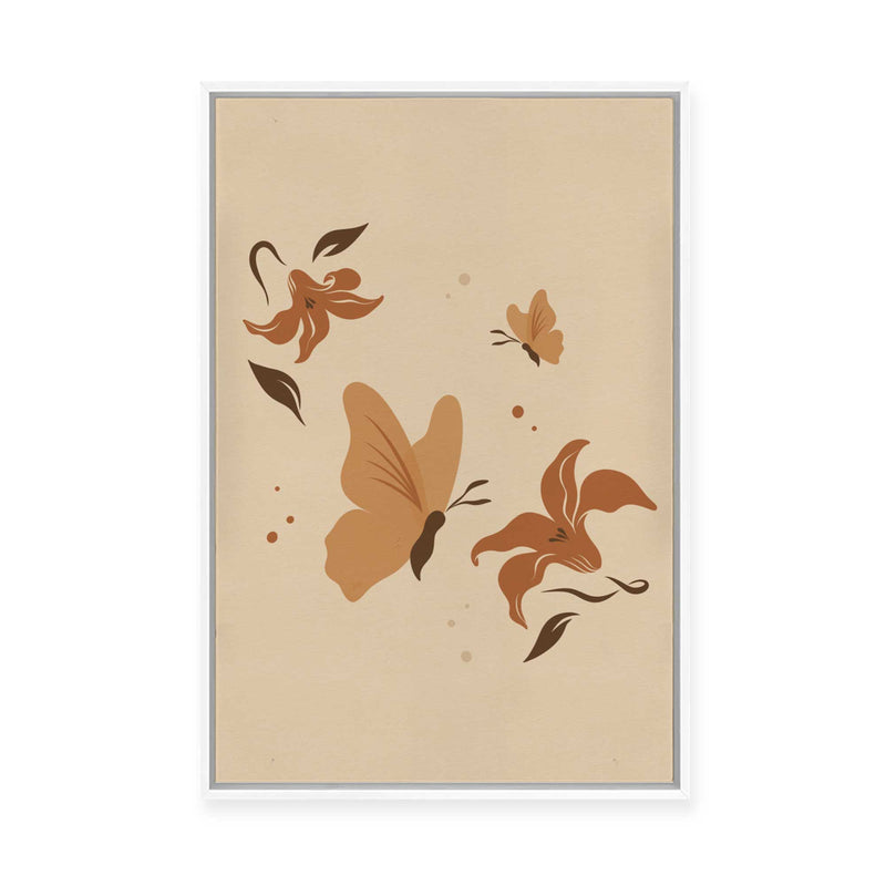 Butterflies and Flowers I | Framed Canvas