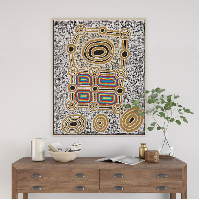 Janganpa Jukurrpa (Brush-tail  Possum Dreaming) Mawurrji No.4 | Framed Canvas Print