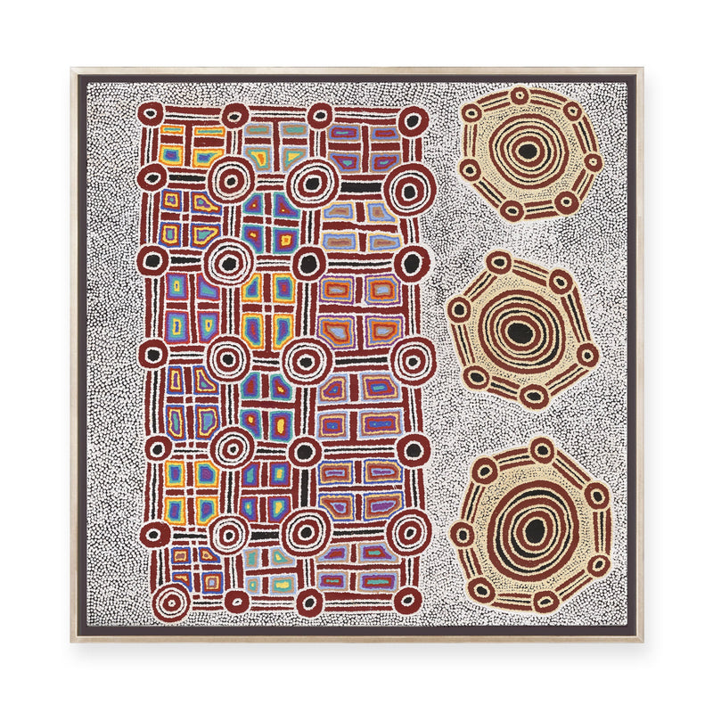 Janganpa Jukurrpa (Brush-tail  Possum Dreaming) Mawurrji No.1 | Framed Canvas Print