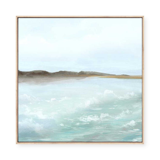 Coastal Serenity Under Soft Skies | Framed Canvas