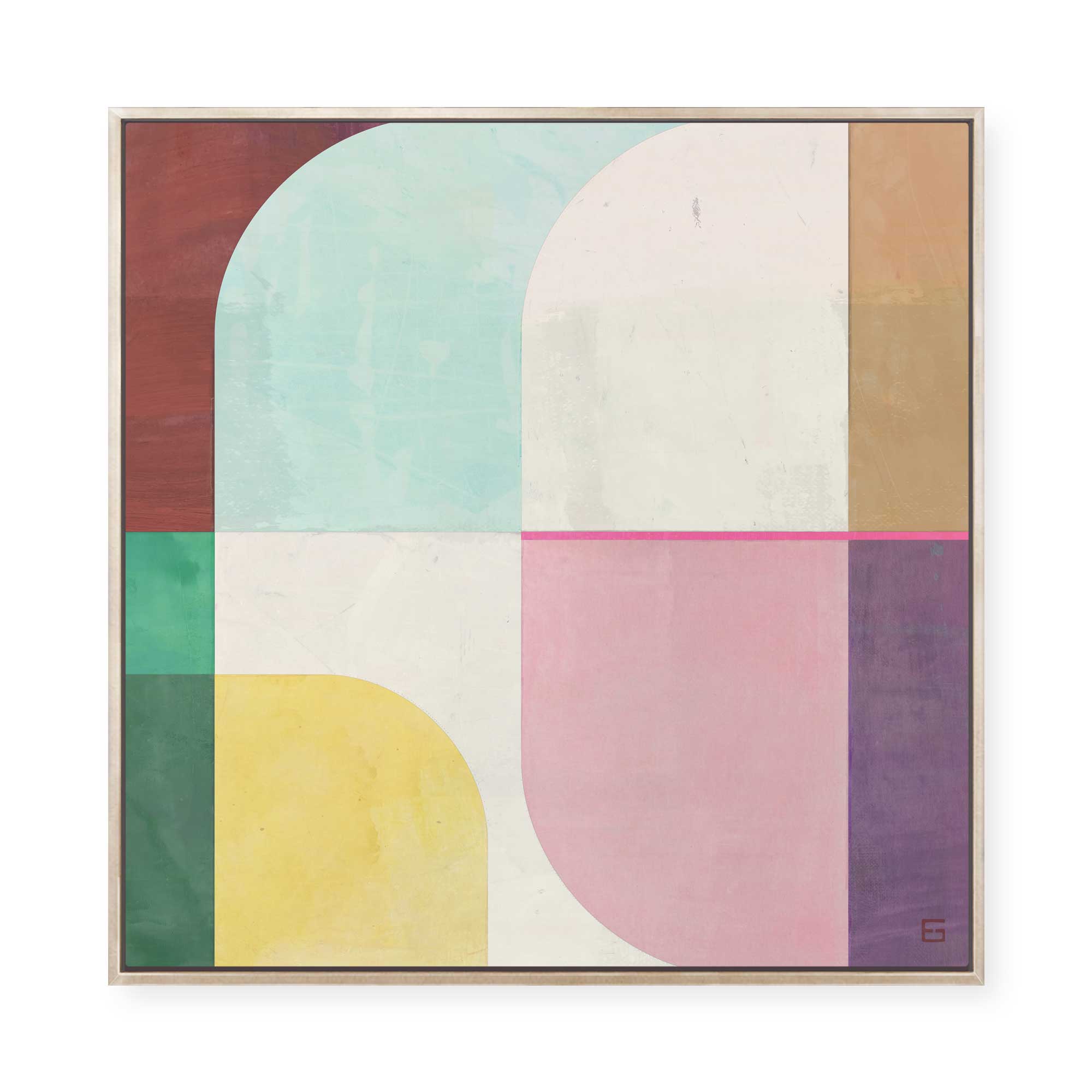 Colourful Geometric Arches | Framed Canvas