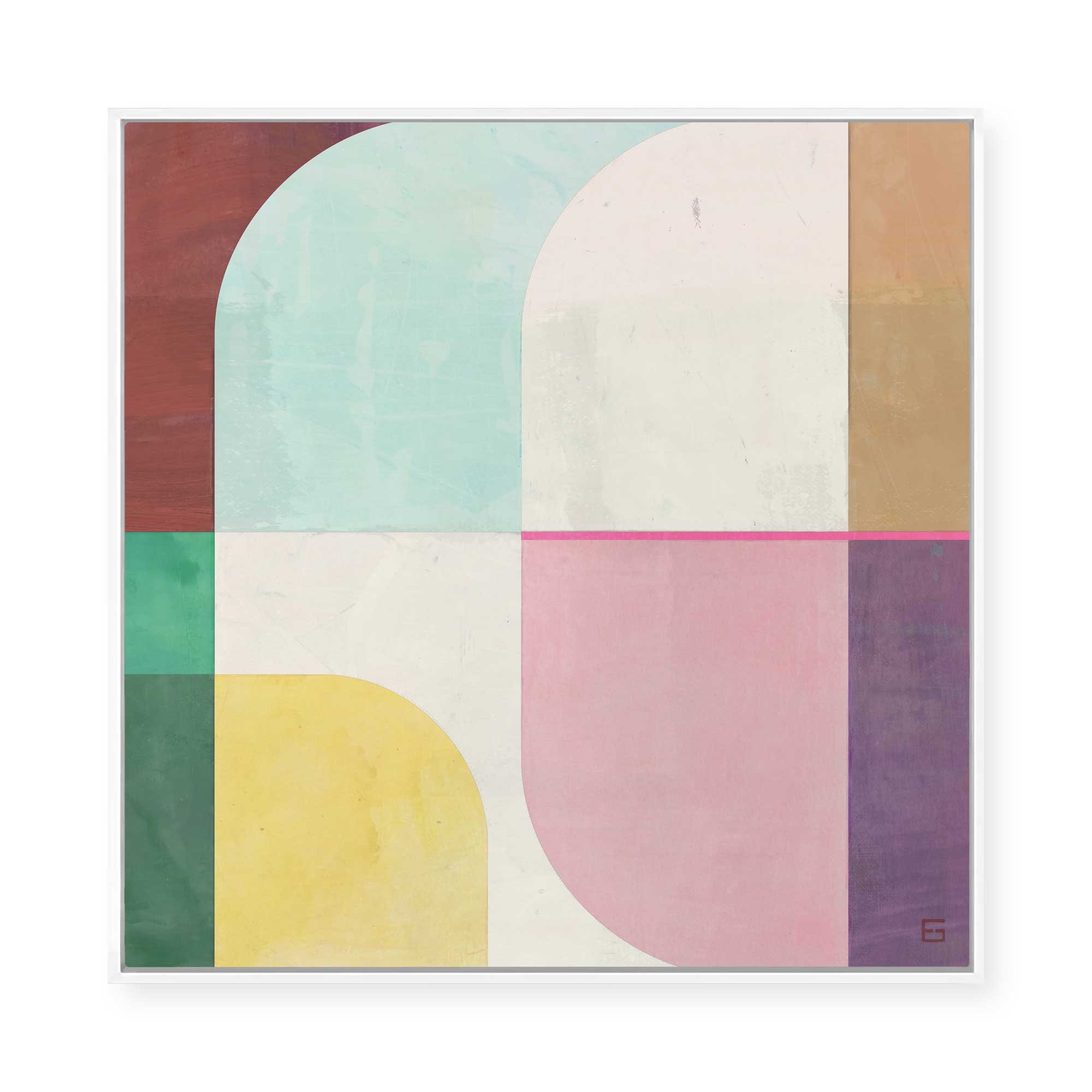 Colourful Geometric Arches | Framed Canvas