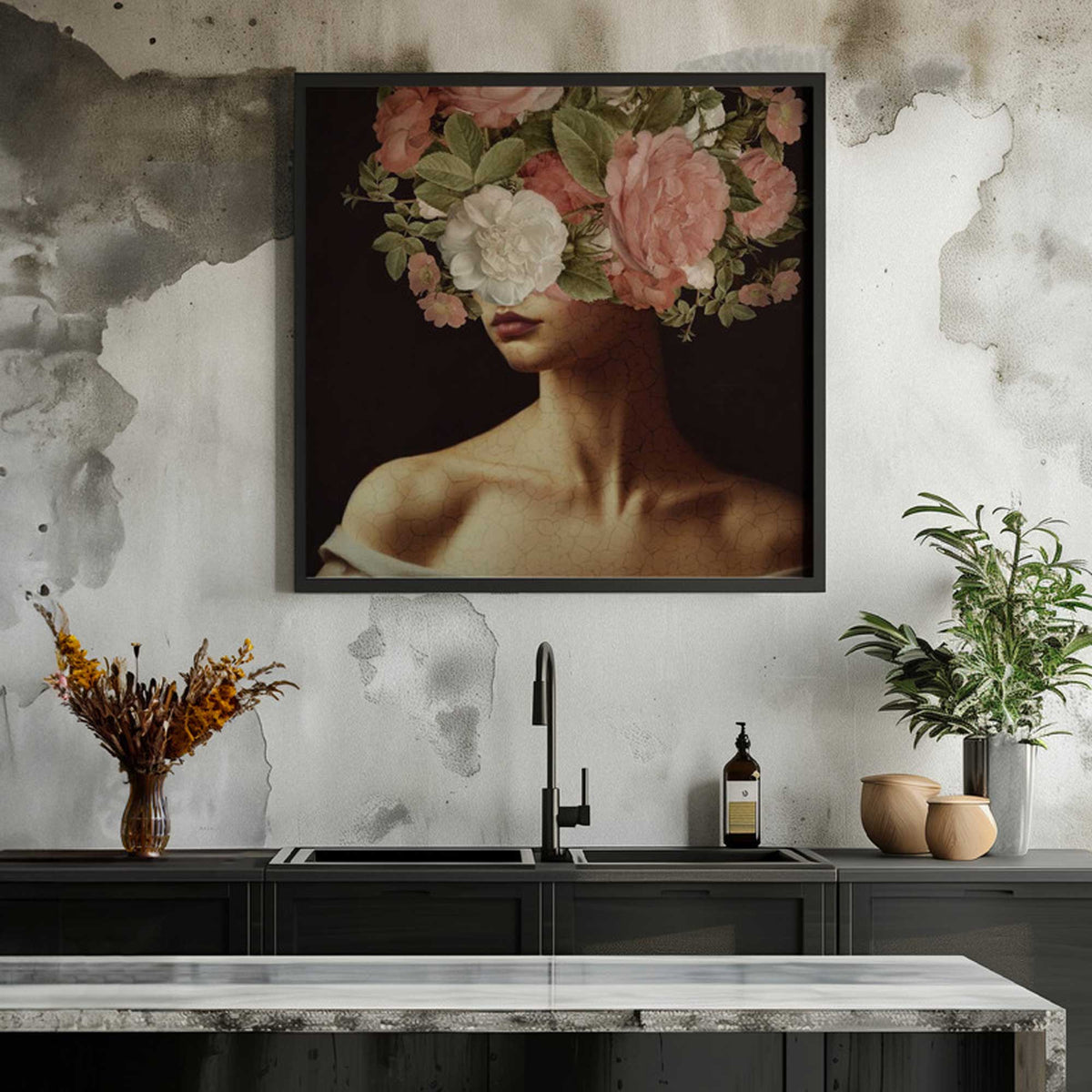 Cracked Floral Beauty | Framed Canvas
