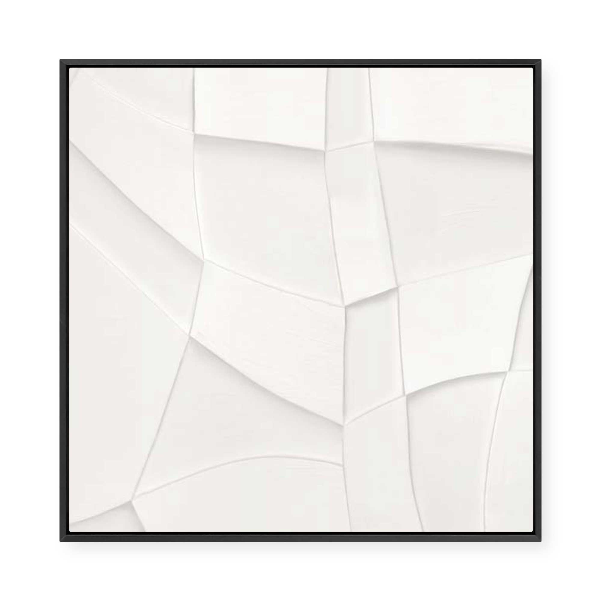 Curved Layers in White Harmony II | Framed Canvas
