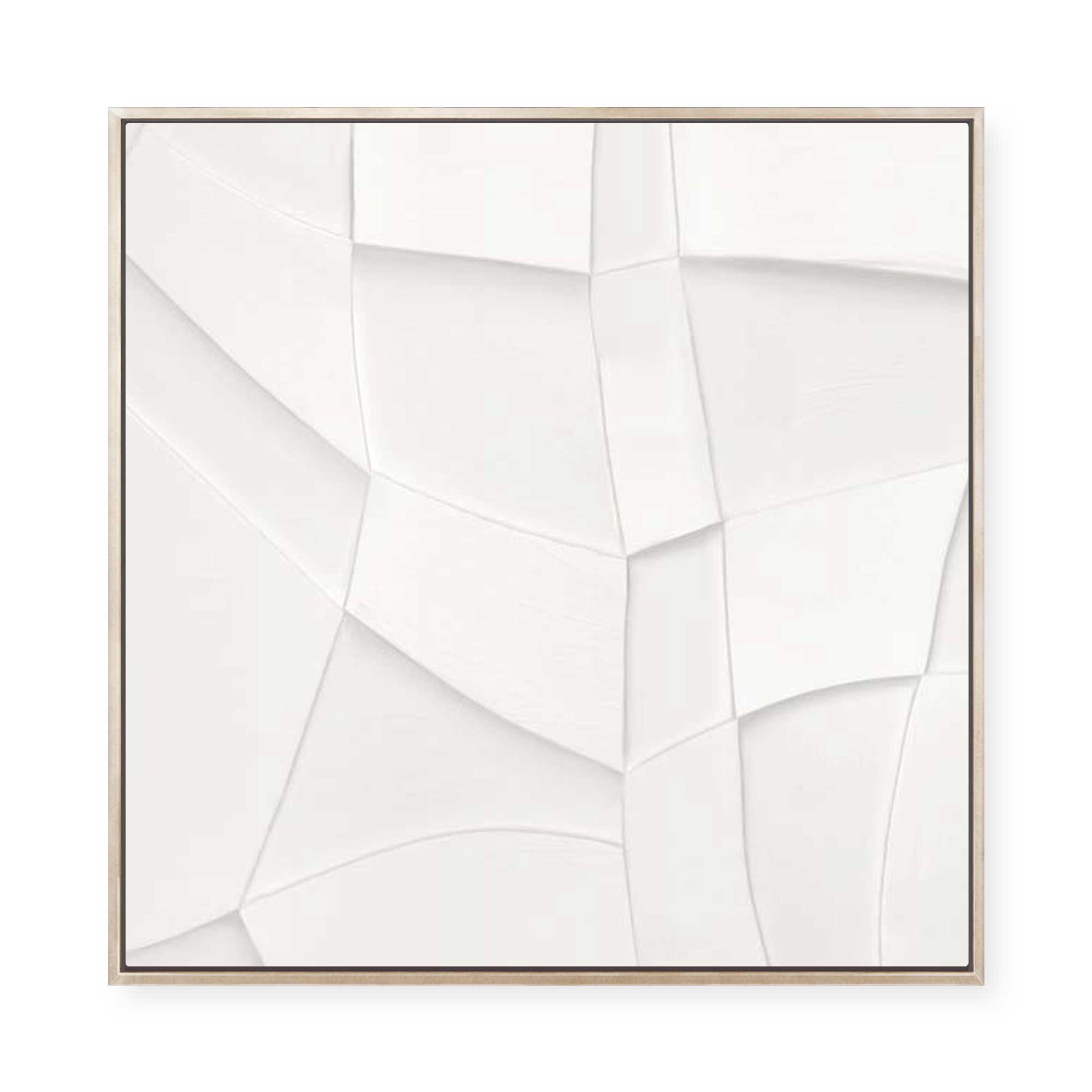 Curved Layers in White Harmony II | Framed Canvas