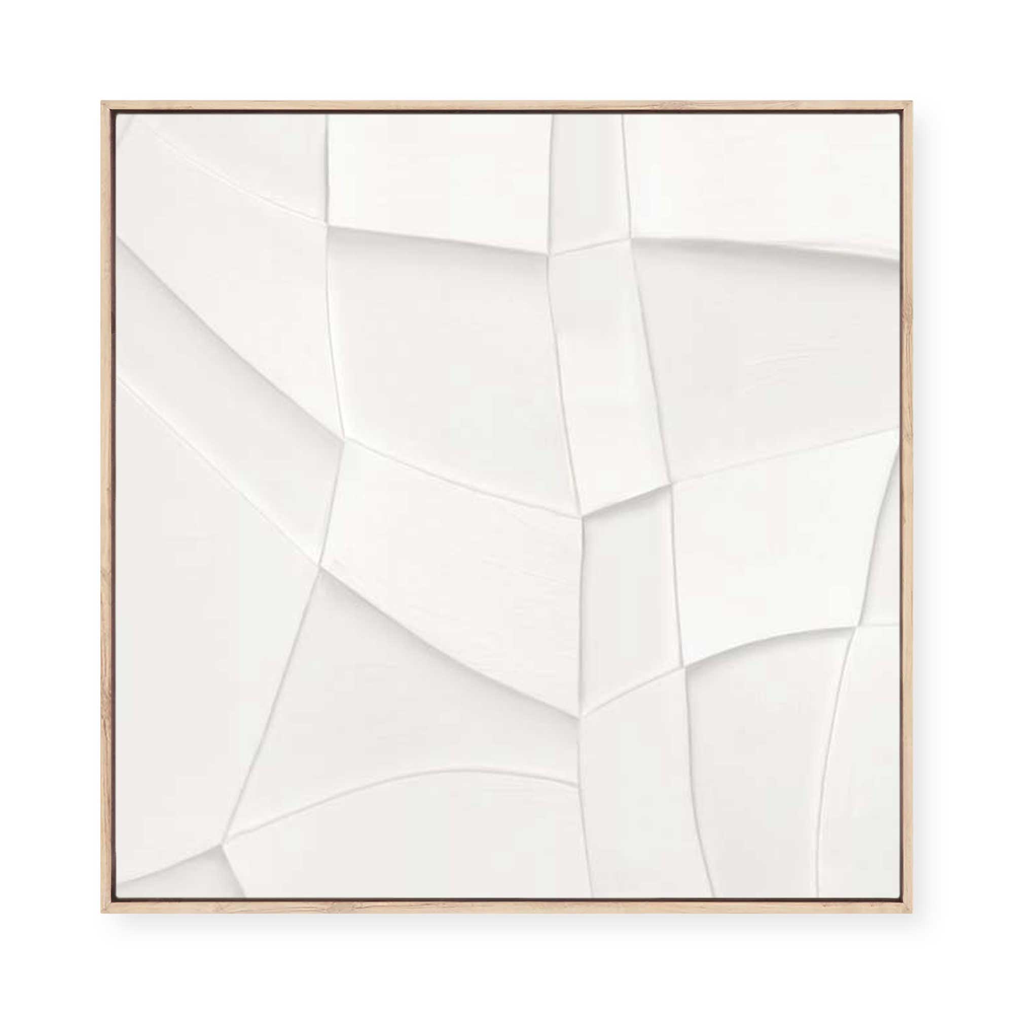 Curved Layers in White Harmony II | Framed Canvas