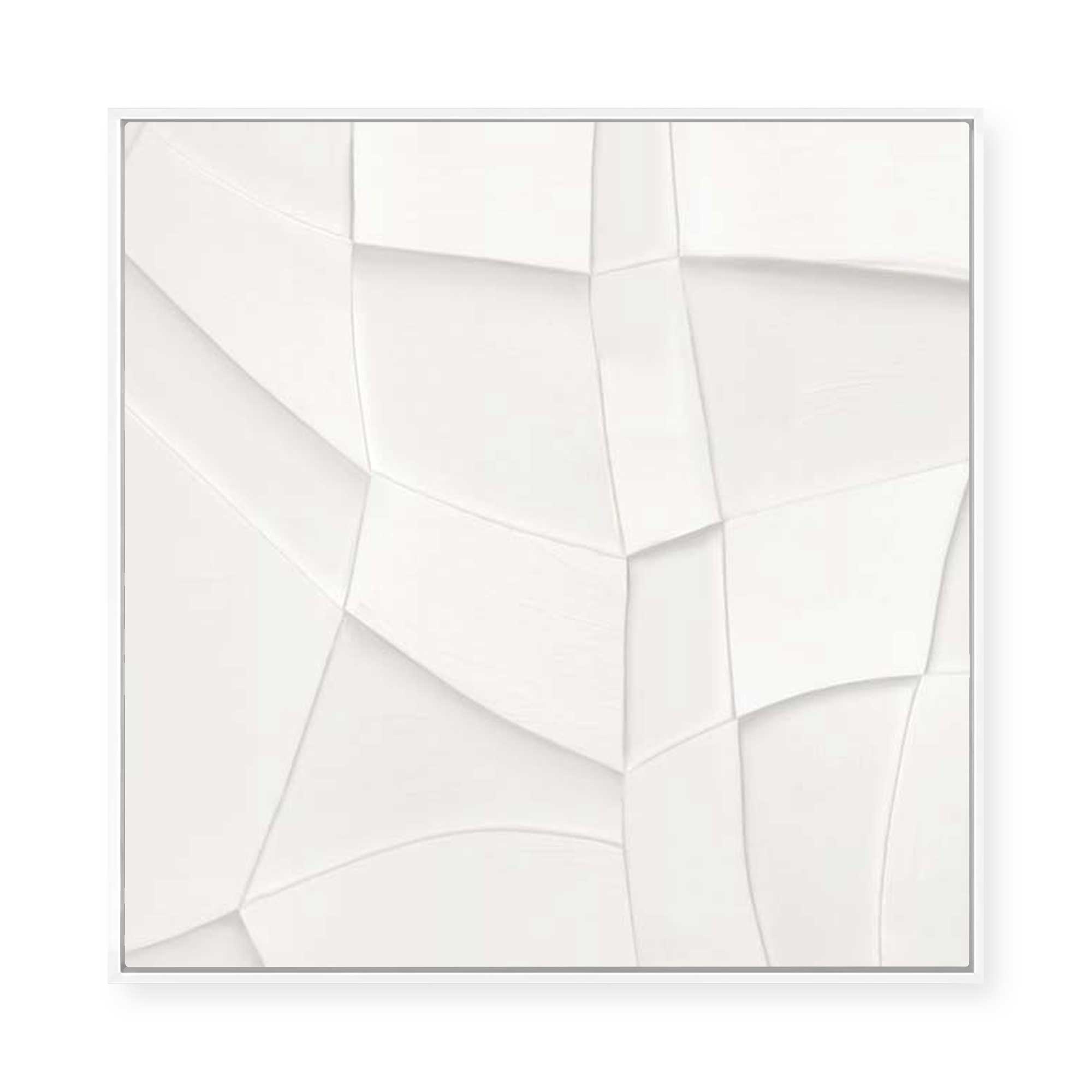 Curved Layers in White Harmony II | Framed Canvas