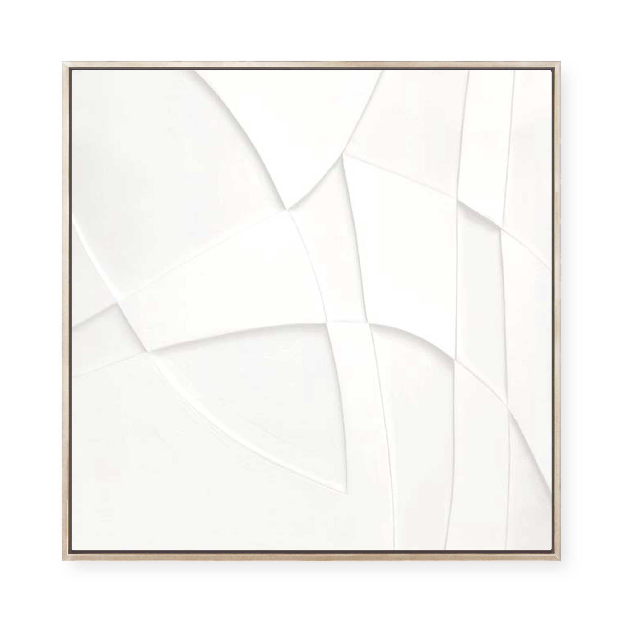 Curved Layers in White Harmony I | Framed Canvas