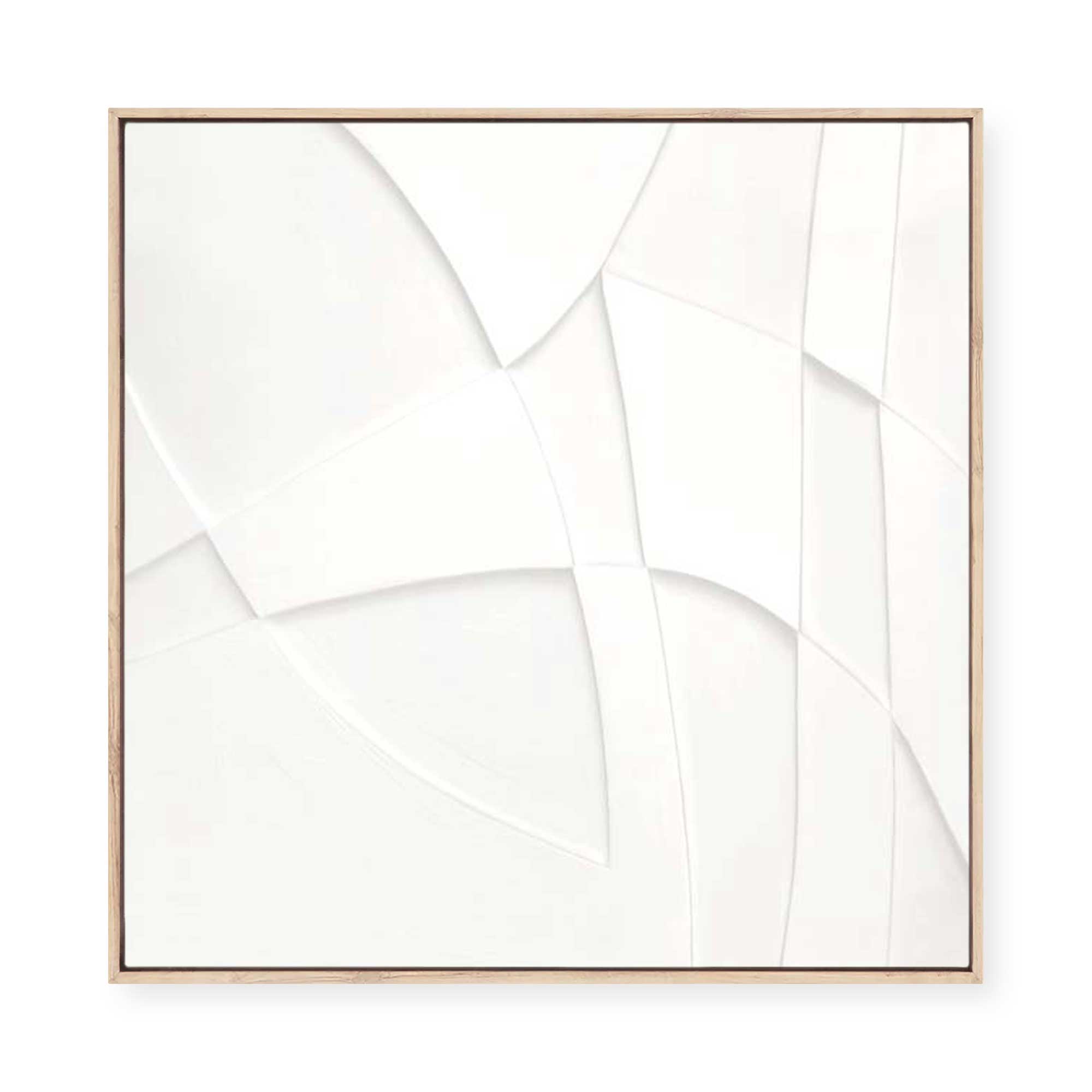 Curved Layers in White Harmony I | Framed Canvas