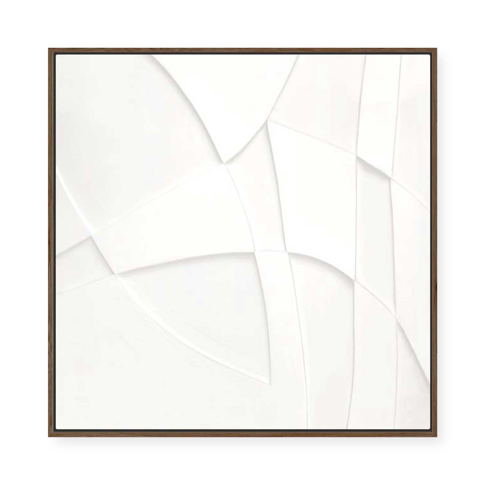 Curved Layers in White Harmony I | Framed Canvas