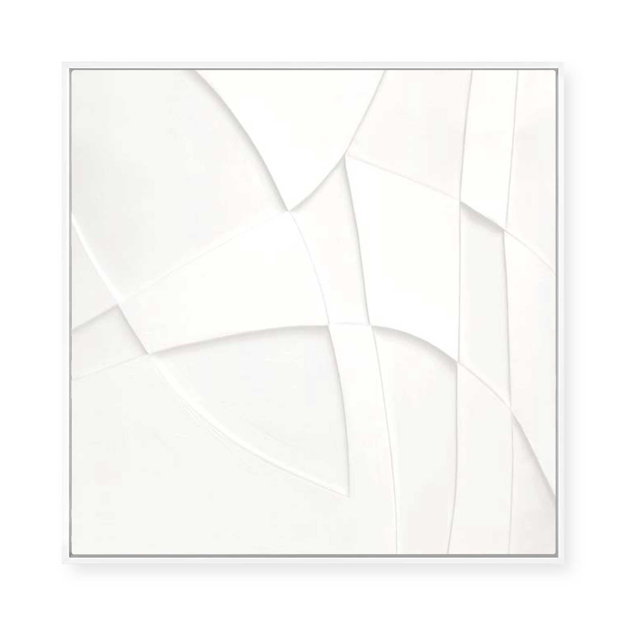 Curved Layers in White Harmony I | Framed Canvas