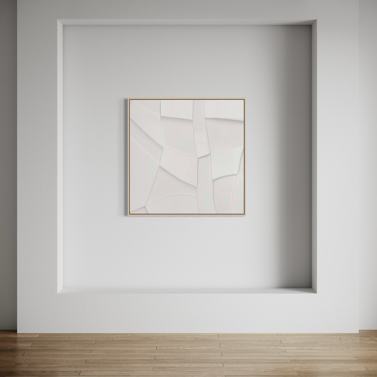 Curved Layers in White Harmony II | Framed Canvas