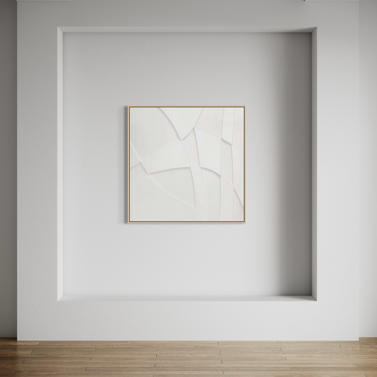 Curved Layers in White Harmony I | Framed Canvas