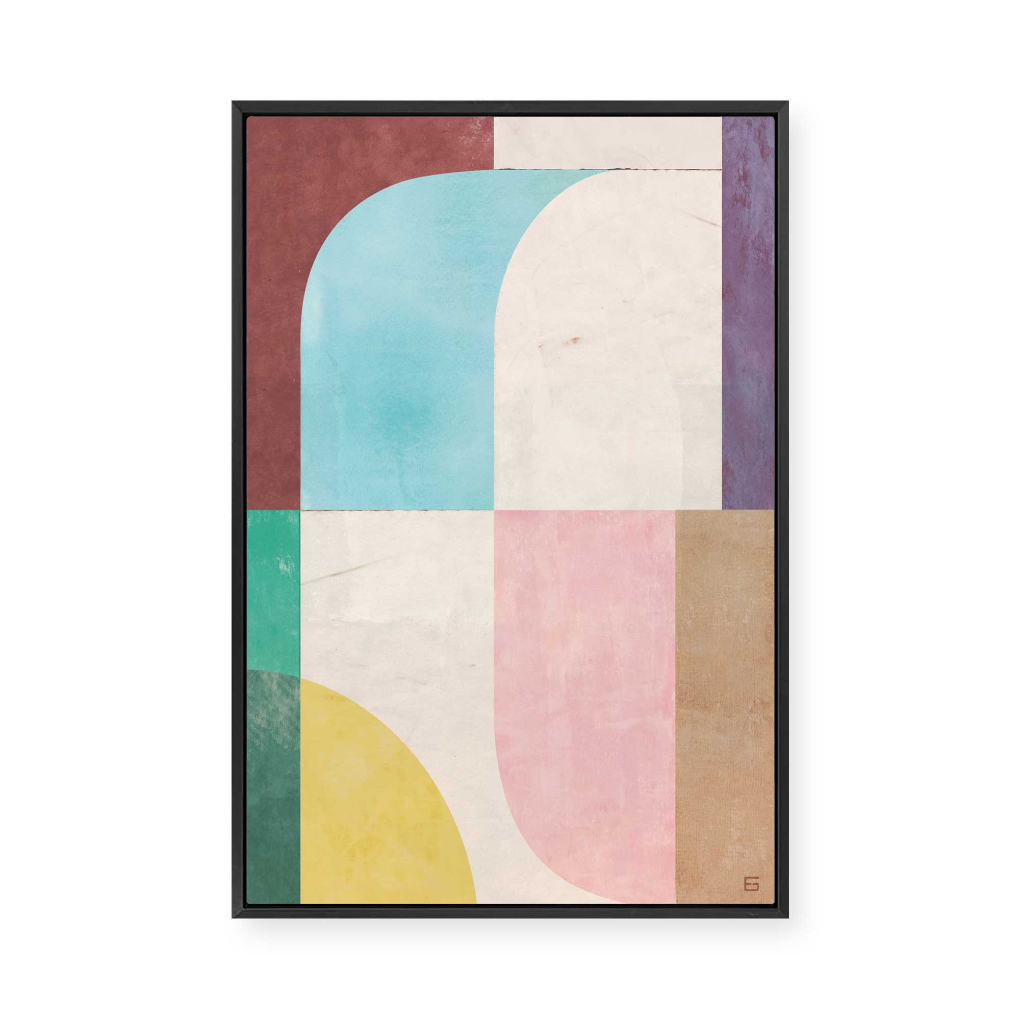 Curved Pastel Blocks | Framed Canvas