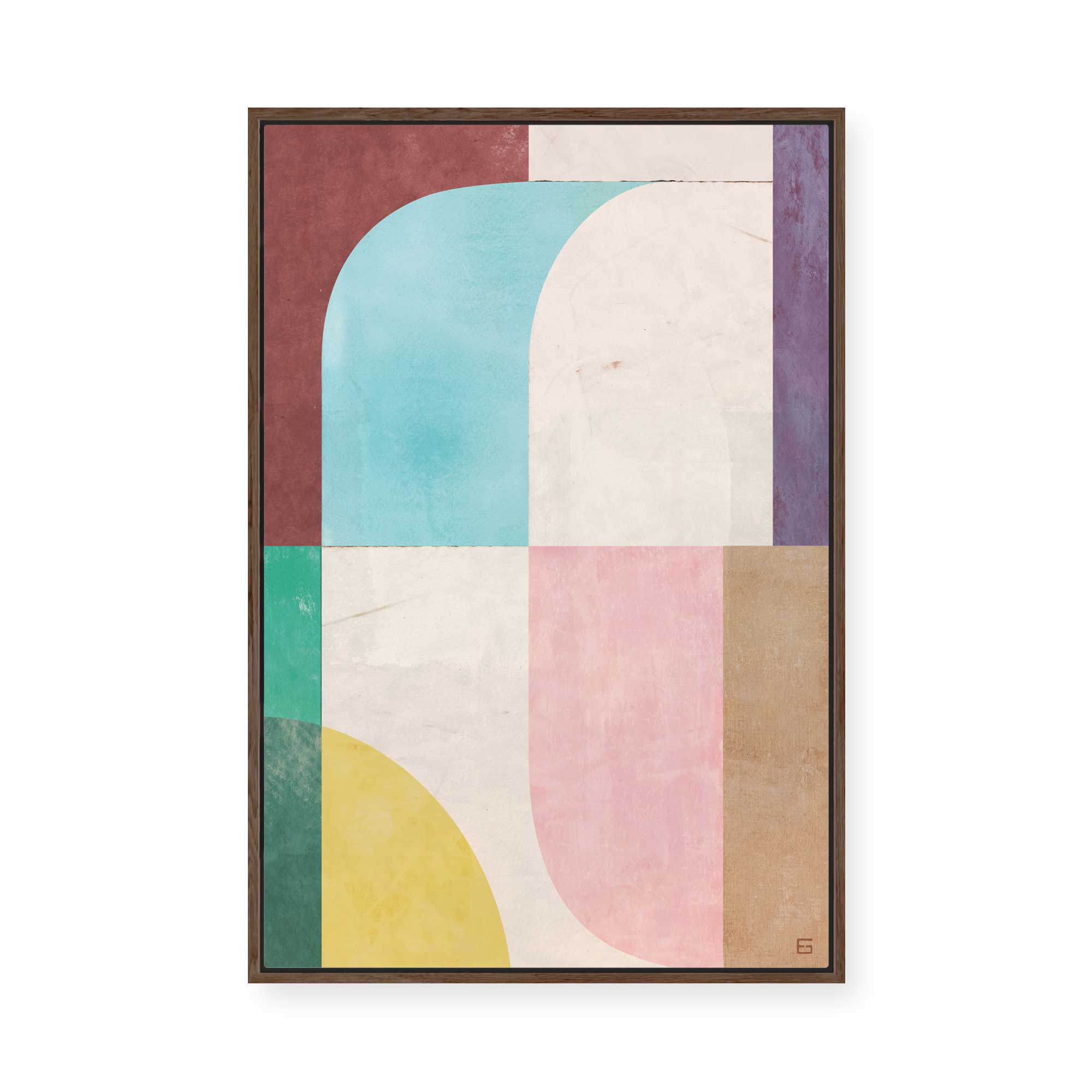 Curved Pastel Blocks | Framed Canvas