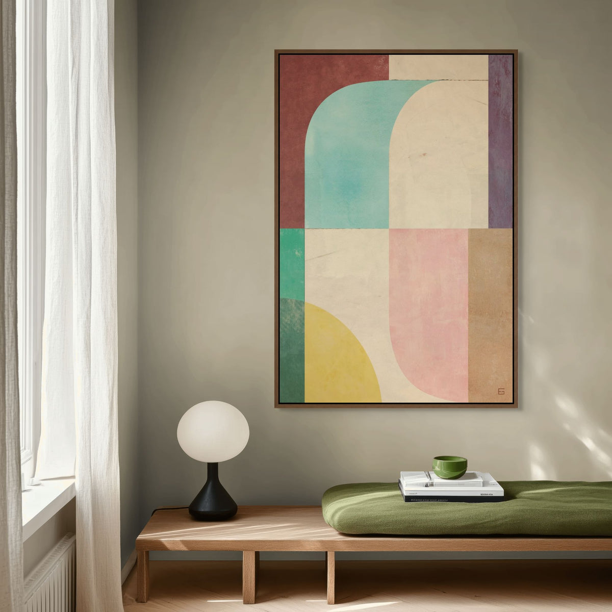 Curved Pastel Blocks | Framed Canvas