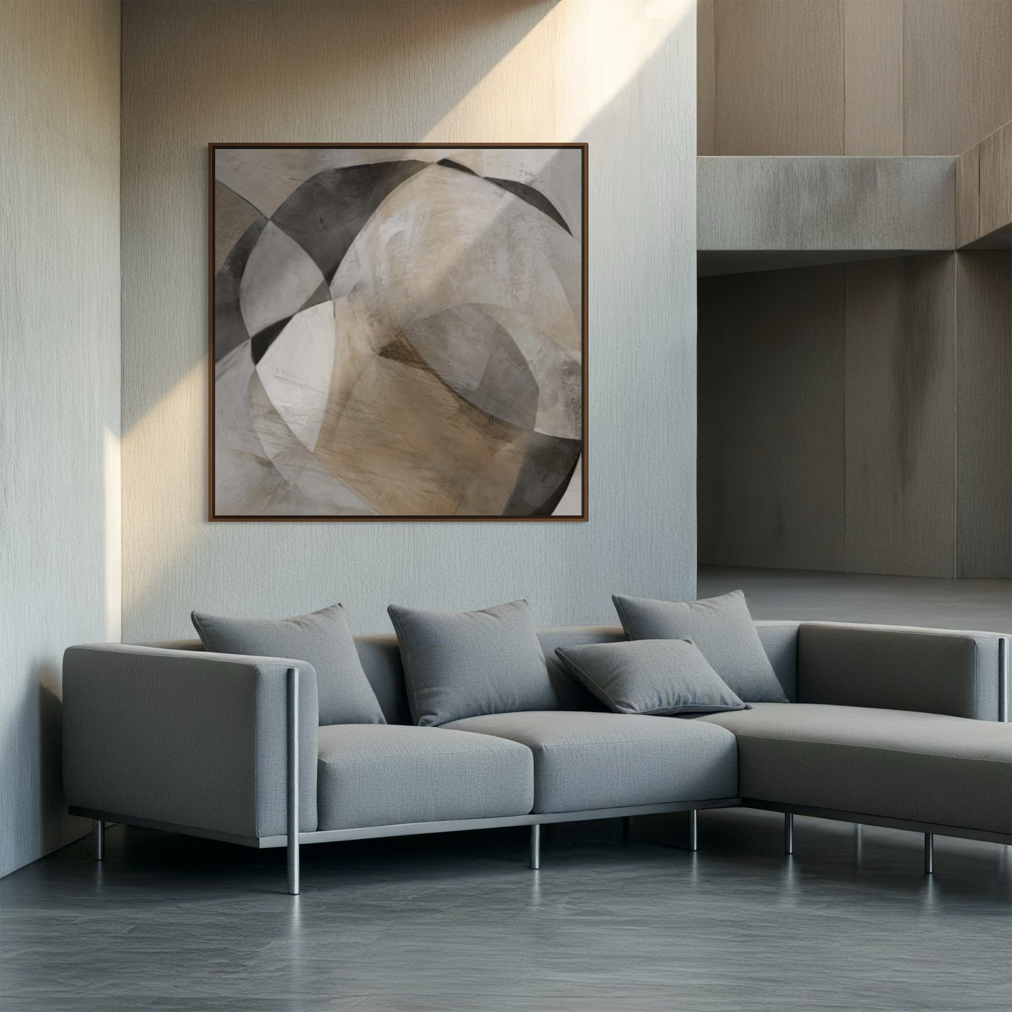 Curved Pathways of Subtle Tones | Framed Canvas