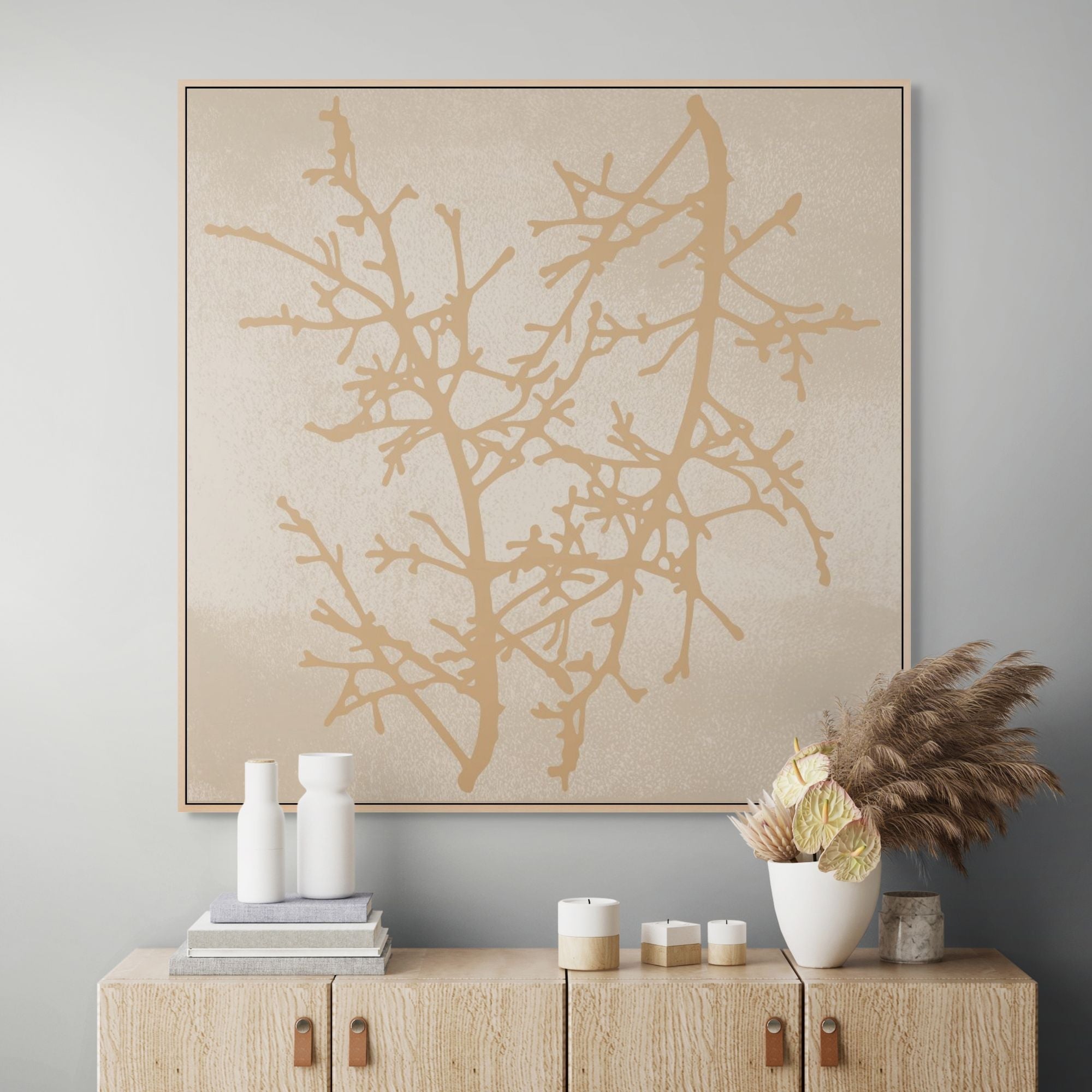 Delicate Winter Branches | Framed Canvas