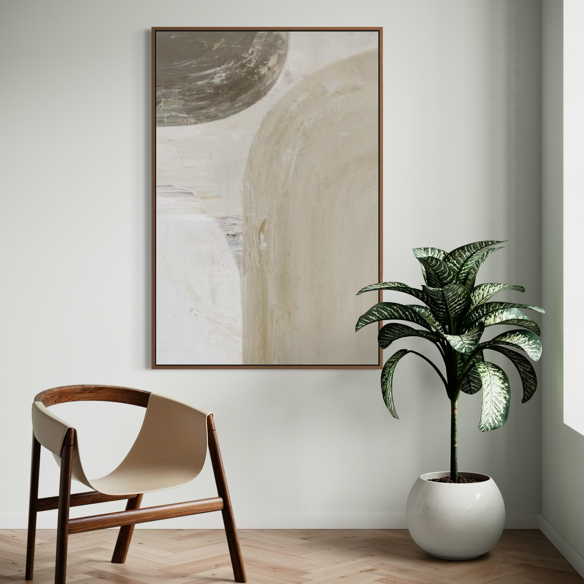 Earthy Curves and Textured Layers II | Framed Canvas