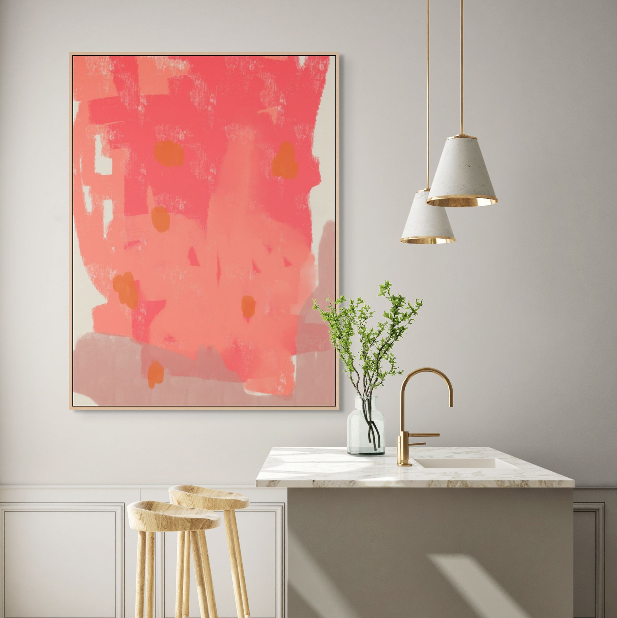 Ecstatic in Coral | Framed Canvas