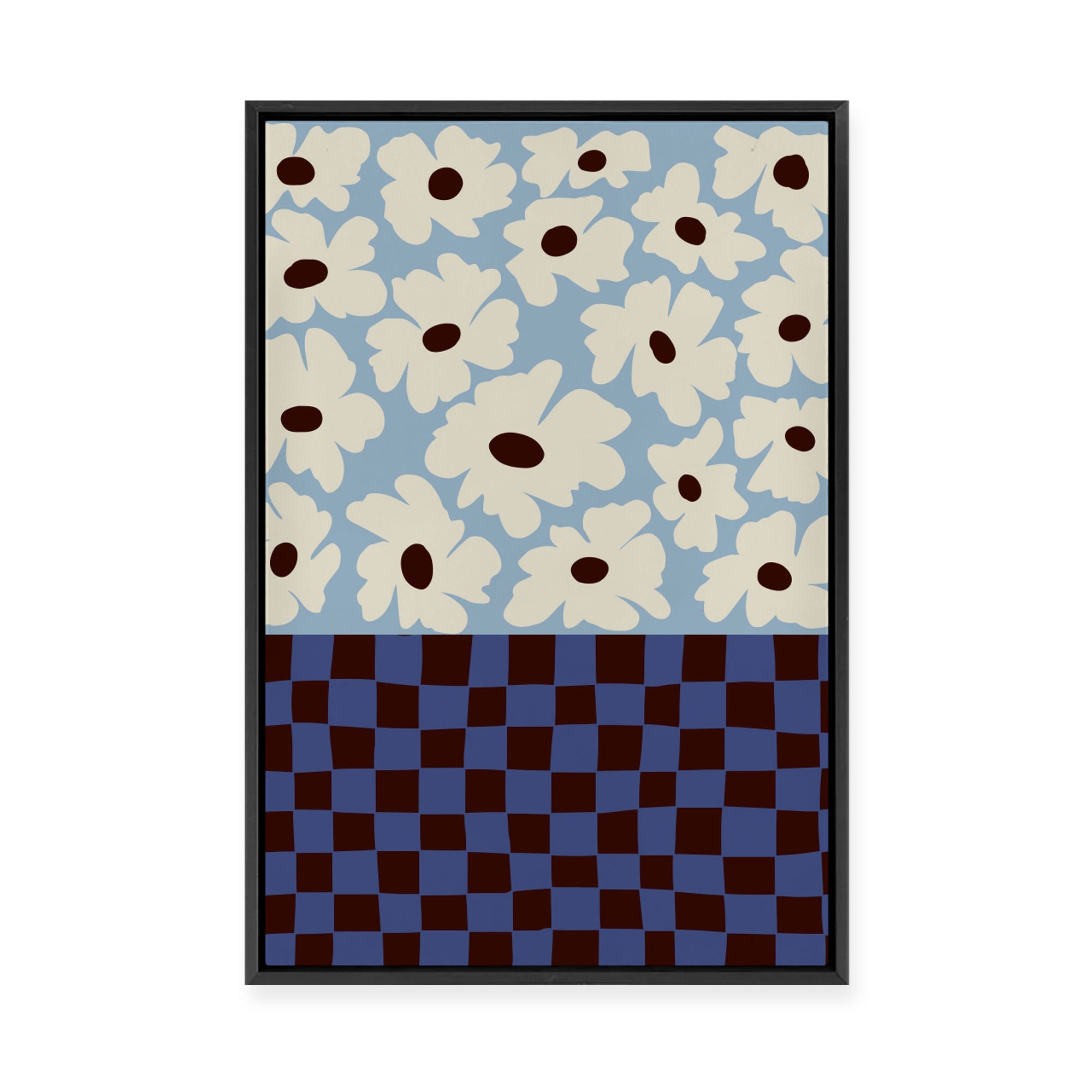 Flowers Checkerboard | Framed Canvas