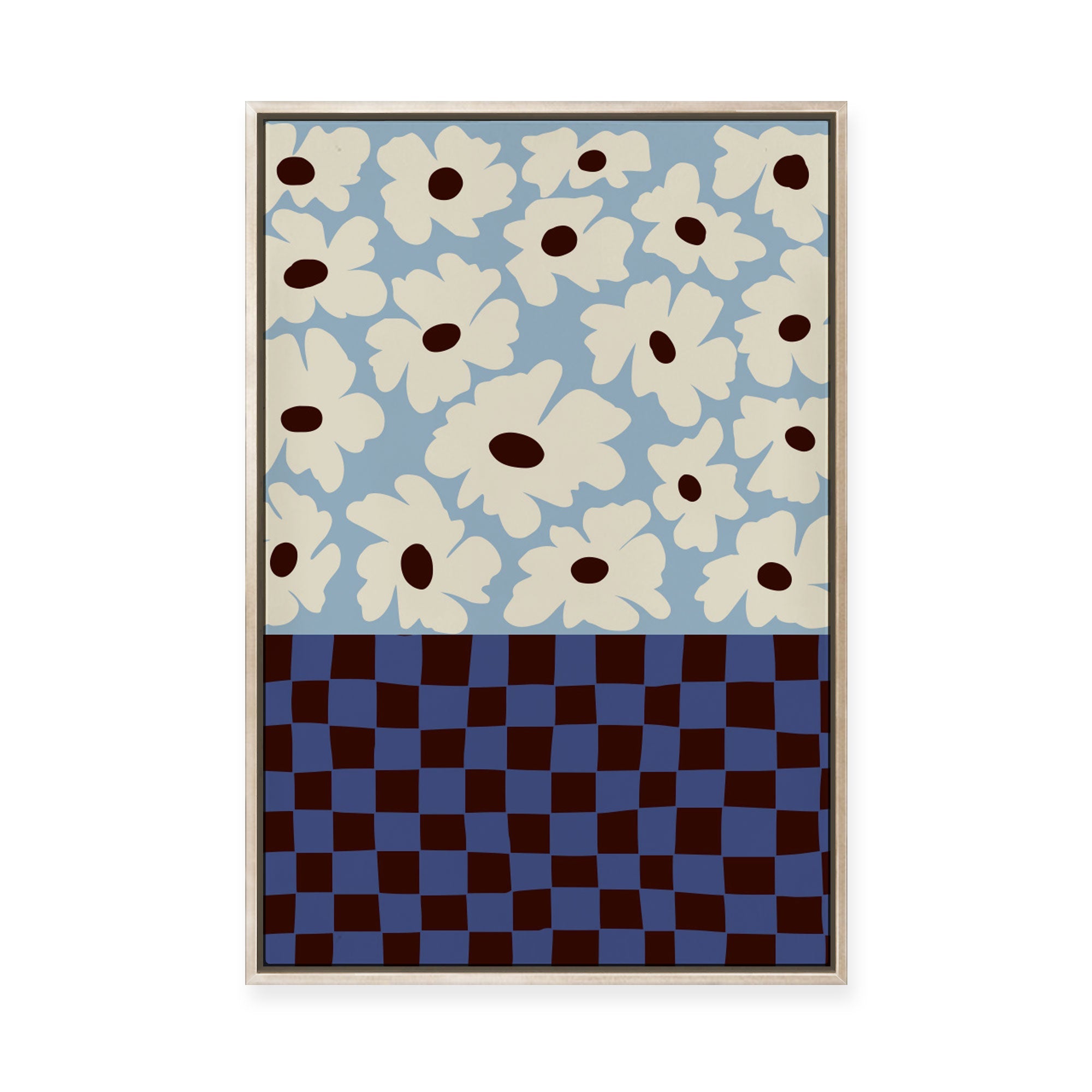 Flowers Checkerboard | Framed Canvas