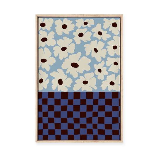 Flowers Checkerboard | Framed Canvas