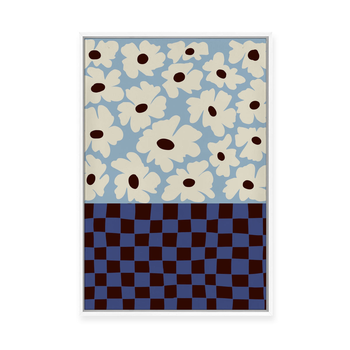 Flowers Checkerboard | Framed Canvas