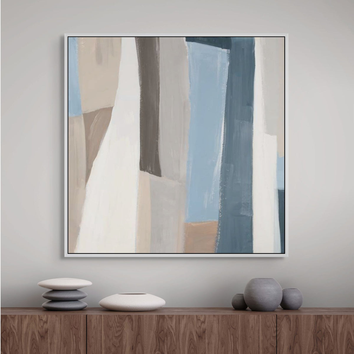 Geometric Harmony in Soft Hues II | Framed Canvas