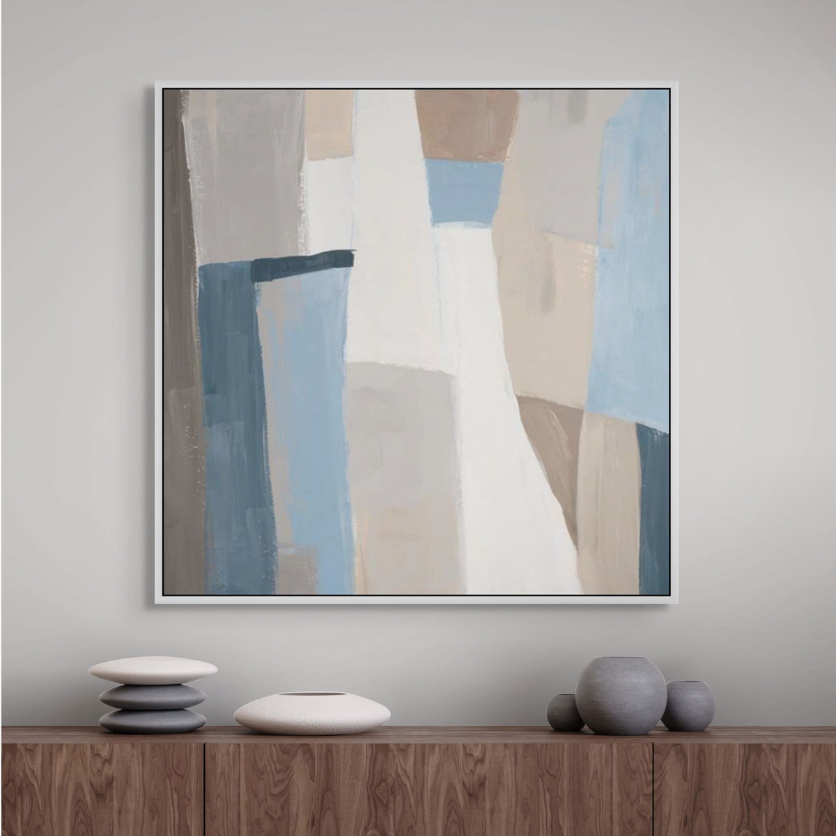 Geometric Harmony in Soft Hues I | Framed Canvas