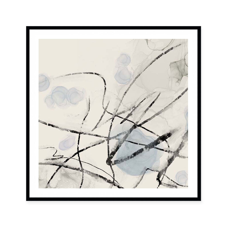 Ink Trails on Soft Blue Mist II