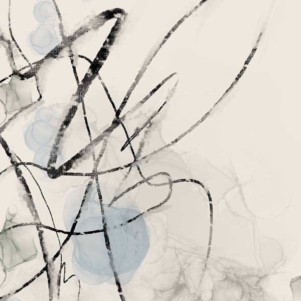 Ink Trails on Soft Blue Mist I