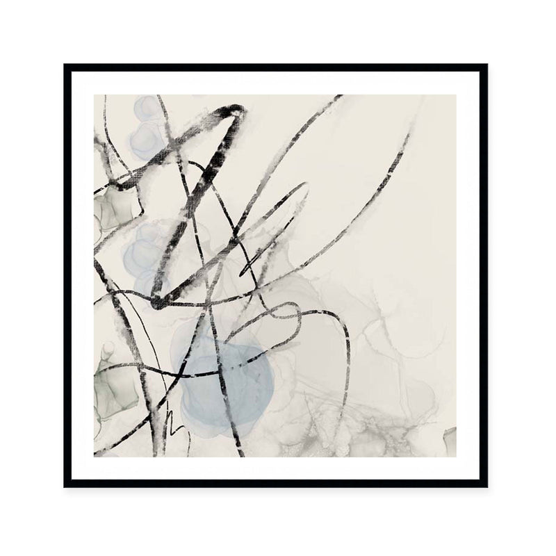Ink Trails on Soft Blue Mist I