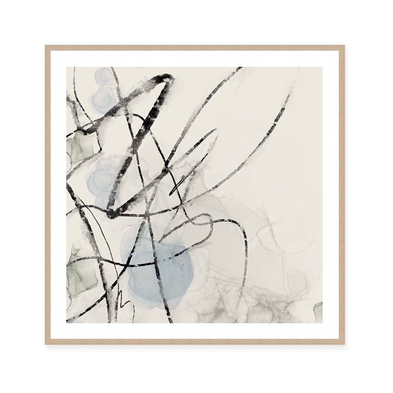 Ink Trails on Soft Blue Mist I