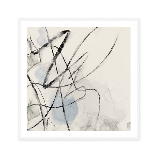 Ink Trails on Soft Blue Mist I