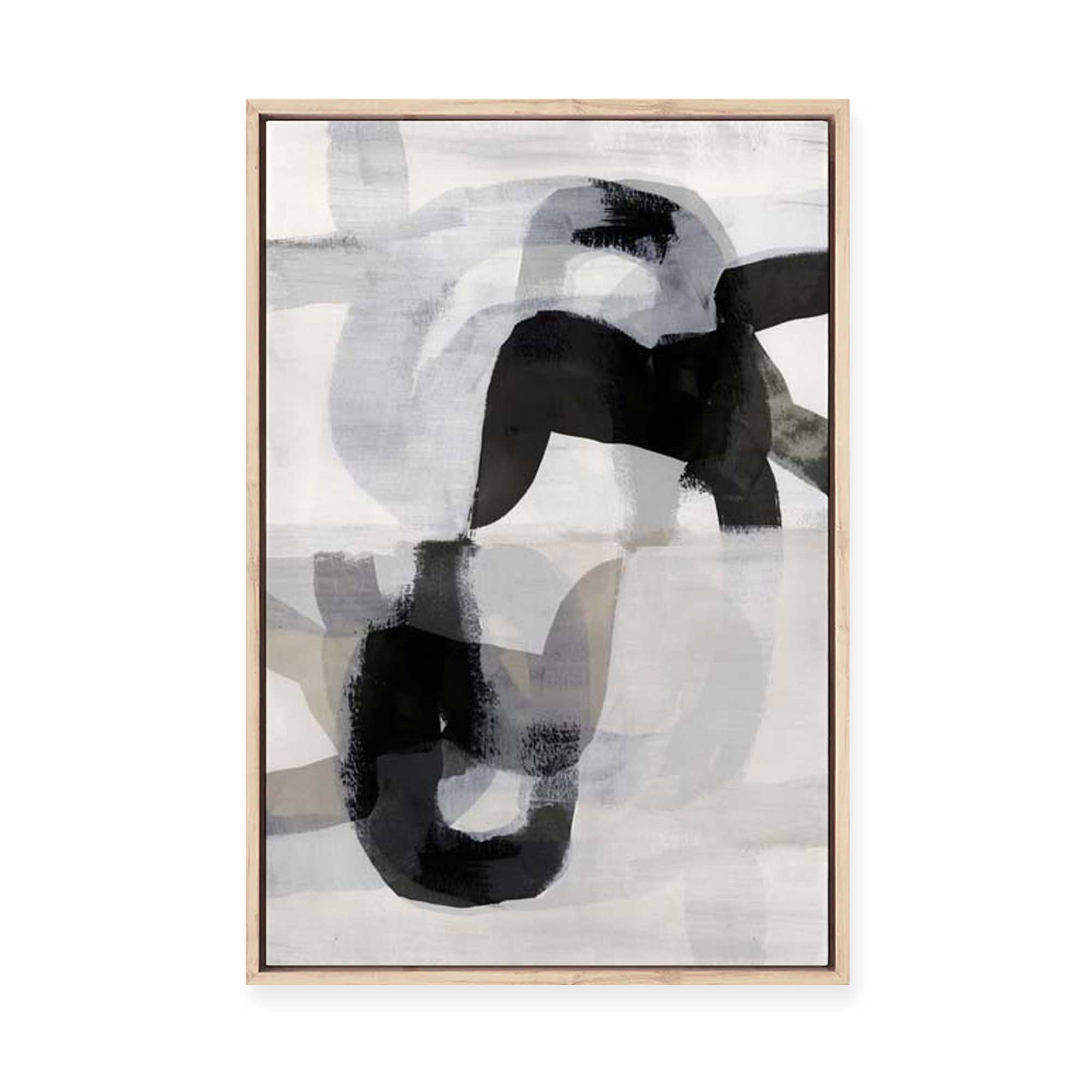 Interwoven Monochrome Shapes II | Framed Canvas
