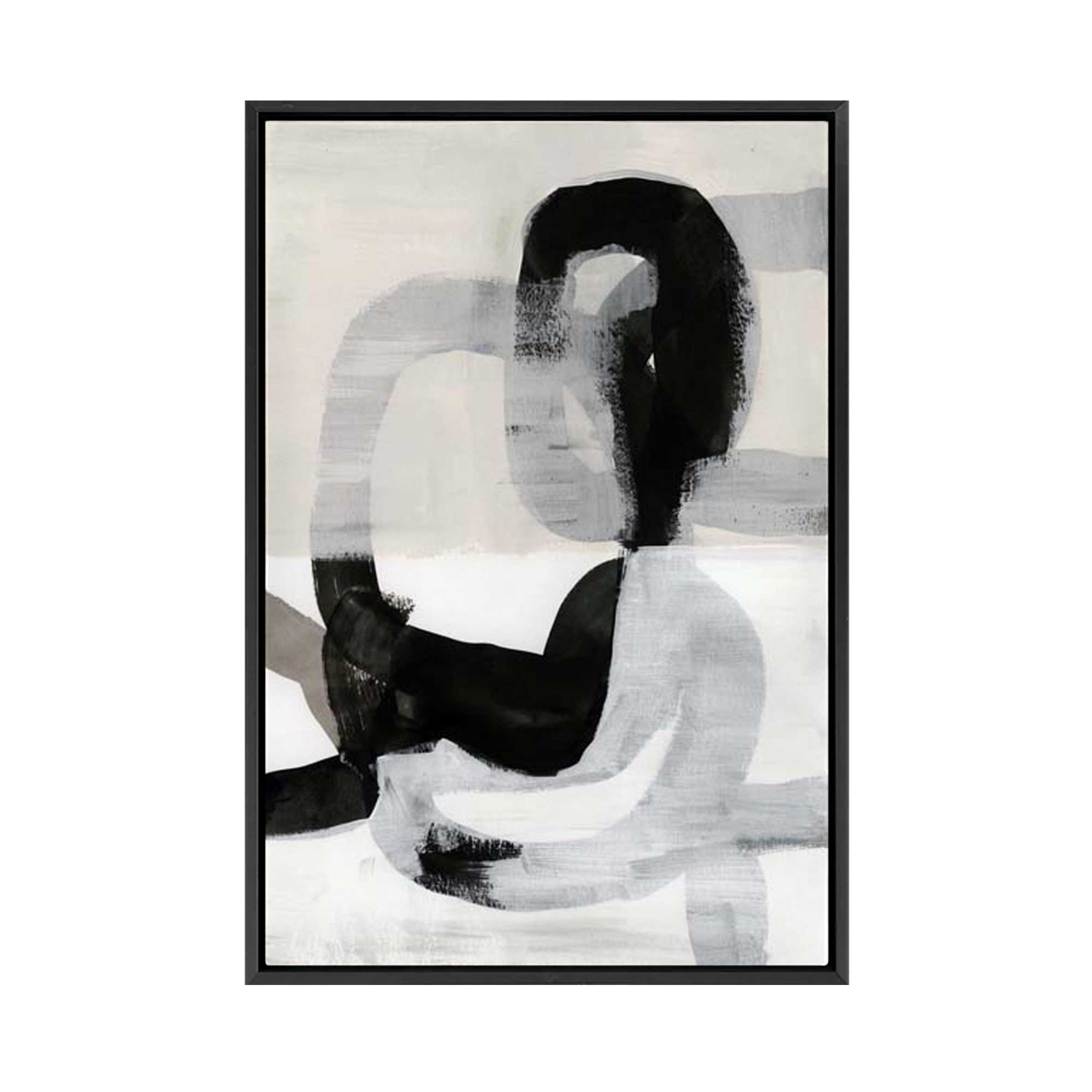 Interwoven Monochrome Shapes I | Framed Canvas