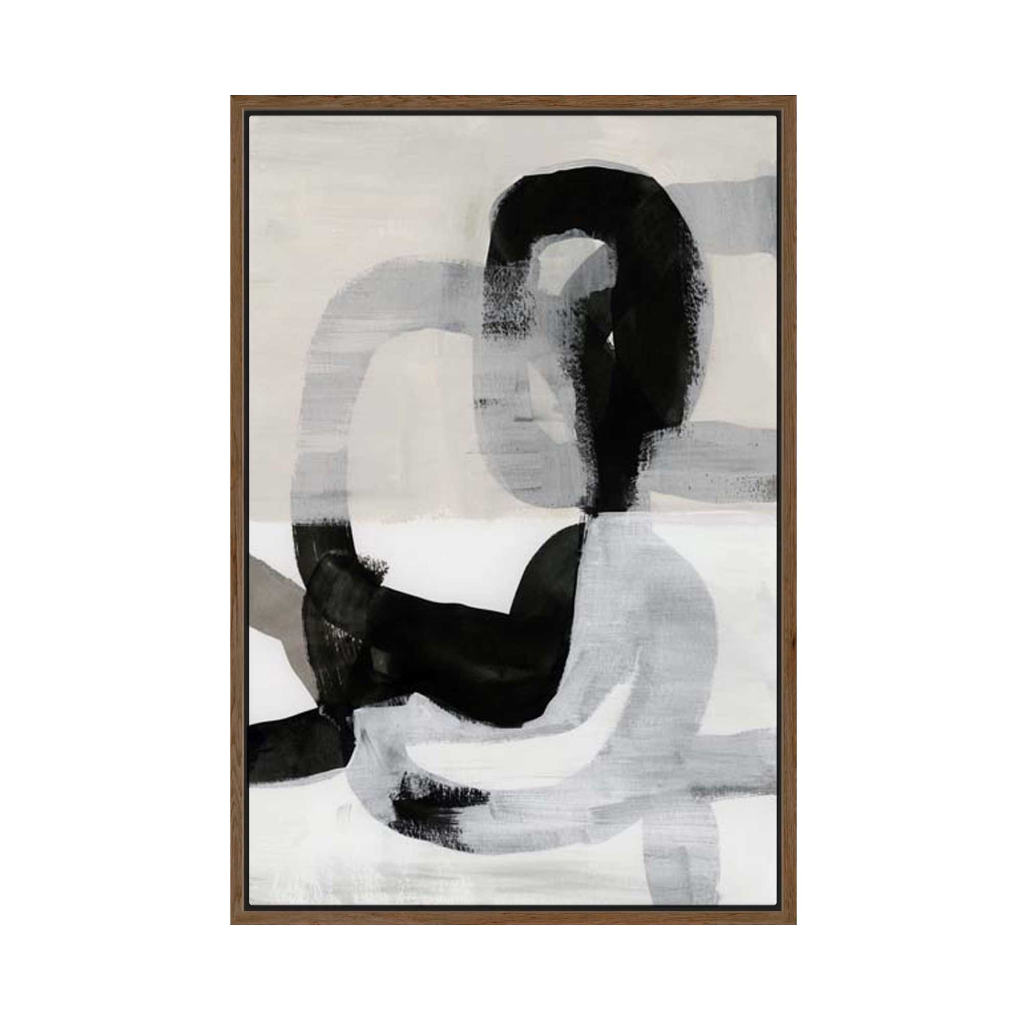 Interwoven Monochrome Shapes I | Framed Canvas