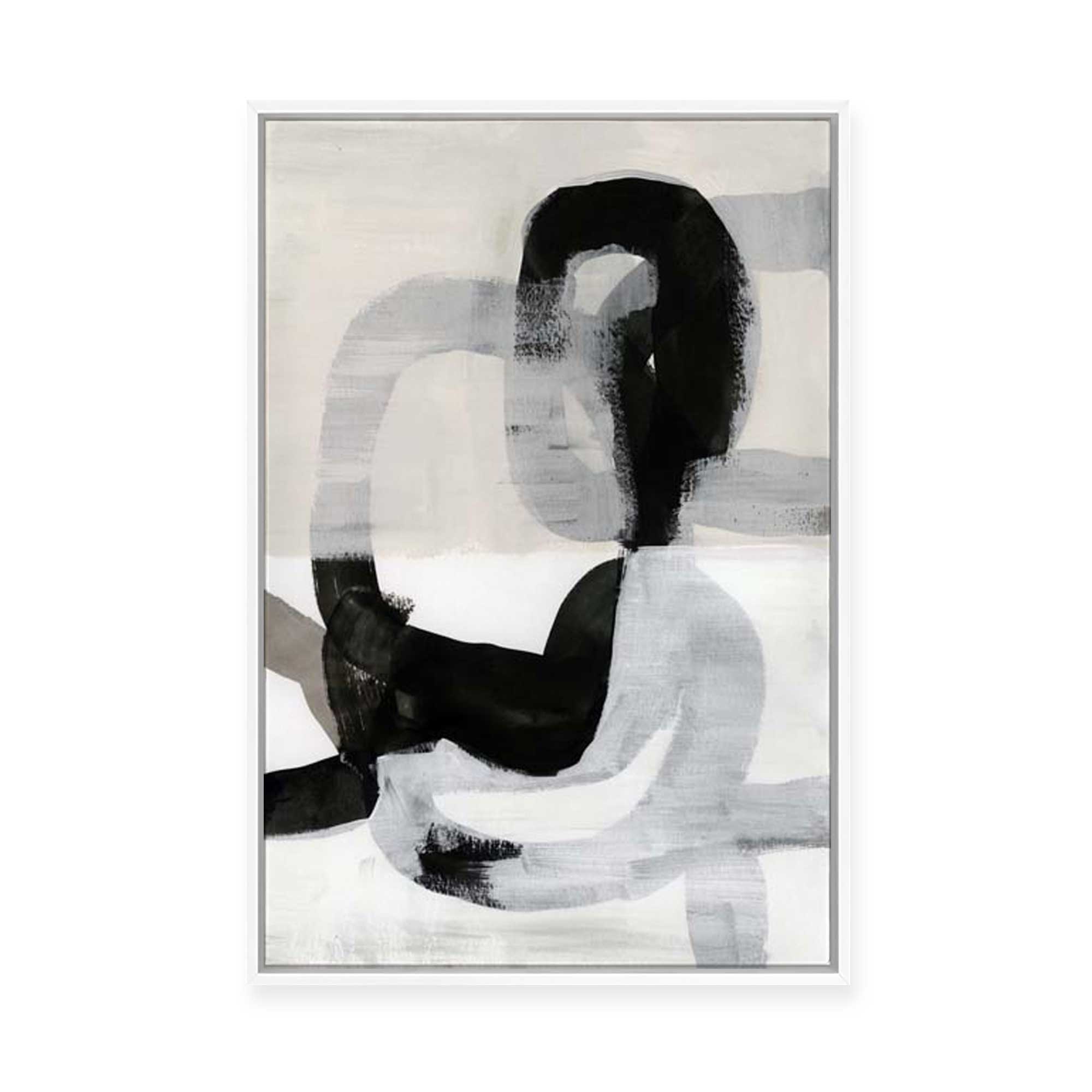 Interwoven Monochrome Shapes I | Framed Canvas