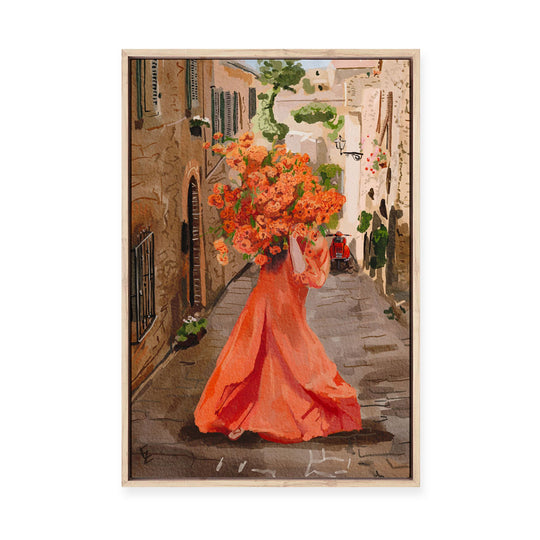 Lady in Orange | Framed Canvas