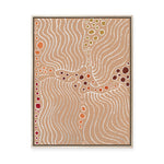 Majardi Jukurrpa (Hairstring Belt/Skirt or Tassel Dreaming) – Mina Mina No.1 | Framed Canvas Print