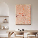 Majardi Jukurrpa (Hairstring Belt/Skirt or Tassel Dreaming) – Mina Mina No.1 | Framed Canvas Print