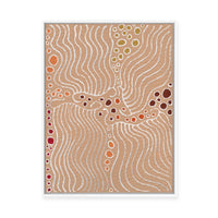 Majardi Jukurrpa (Hairstring Belt/Skirt or Tassel Dreaming) – Mina Mina No.1 | Framed Canvas Print